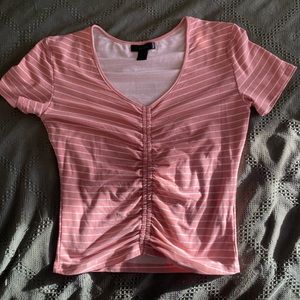 Pink and white strip top